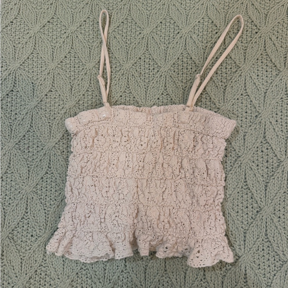 Ocean Drive Cream Lace Kids Tank Top